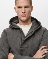 Mango Men's Zipper Neck Hooded Sweatshirt