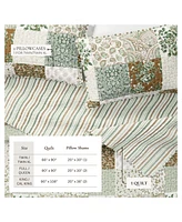 Linery & Co. All Season 3 Piece Floral Stitched Quilt Set with Shams