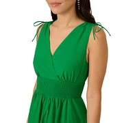 Adrianna Papell Women's Smocked-Waist Tie-Sleeve Eyelet Cotton Sundress