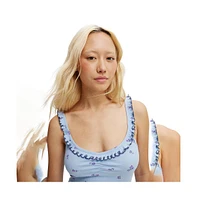 Cotton On Women's Rib Ruffle Boyleg Romper