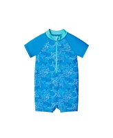 Andy & Evan Baby Boys Blue Swim Romper w/Hat