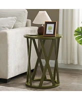 Kings Brand Furniture Emma Side End Table - Modern Round Farmhouse Accent for Living Room, Bedroom, Office (Ice Blue)