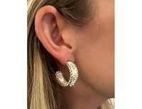 Enamel and Cz Hoop Earring