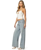 Edikted Women's Everly Studded Low Rise Jeans