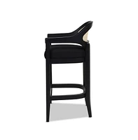 Mid-Century Modern 26" Counter Stool, 1PK Cane Back Bar Chair, Solid Oak Frame for Kitchen Island & Home Bar-The Pop