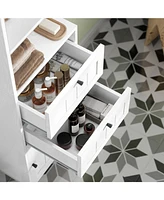 White Bathroom Storage Cabinet with 2 Drawers, 2 Shelves, and 1 Door