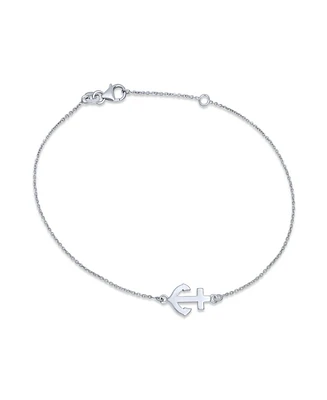 Bling Jewelry Nautical Ocean Sideways Boat Anchor Charm Anklet Ankle Bracelet .925 Sterling Silver Adjustable 9 To 10 Inch With Extender