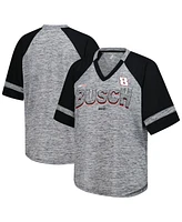 G-iii 4Her by Carl Banks Women's Heather Gray Kyle Busch Hall of Fame Oversized Raglan V-Neck T-Shirt