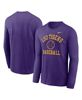 Nike Men's Purple Lsu Tigers Essential Baseball Arch Long Sleeve T-Shirt