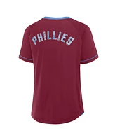 Fanatics Women's Burgundy Philadelphia Phillies Cooperstown Collection League Diva V-Neck T-Shirt