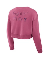 Fanatics Women's Pink Philadelphia Phillies Relax Studio Cropped Pullover Sweatshirt