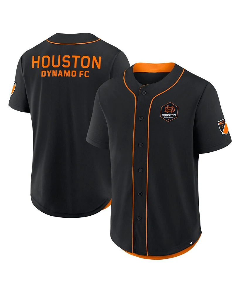 Fanatics Men's Black Houston Dynamo Fc Injury Time Baseball Jersey