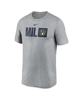 Nike Men's Heather Gray Milwaukee Brewers Tricode Legend T-Shirt
