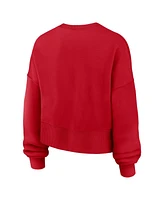 Nike Women's Red Atlanta Braves Oversized Long Sleeve Cropped Pullover Sweatshirt