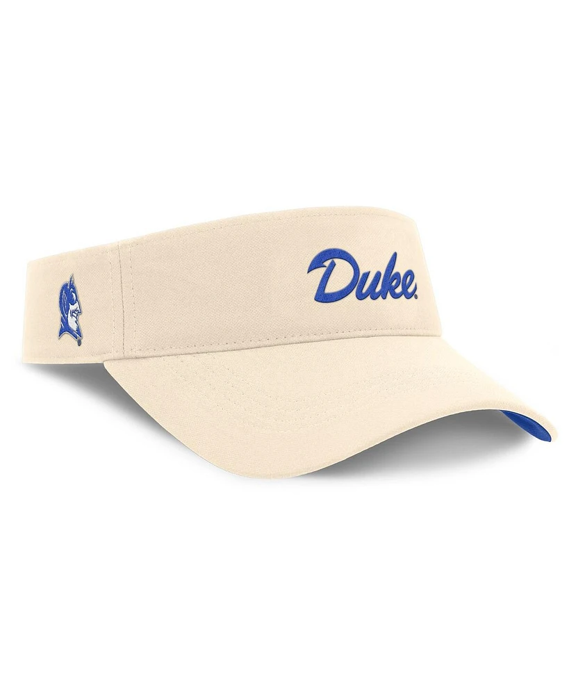 Nike Men's Natural Duke Blue Devils Primetime Ace Adjustable Visor Hat