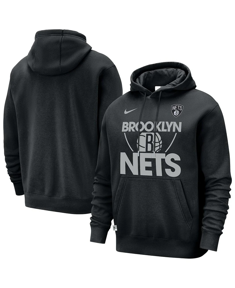 Nike Men's Black Brooklyn Nets Courtside Club Pullover Hoodie
