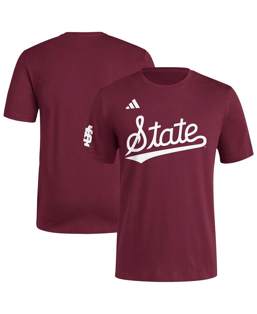 Adidas Men's Maroon Mississippi State Bulldogs Fresh Wordmark T-Shirt