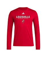 Adidas Men's Red Louisville Cardinals Locker On-Court In the Fade Long Sleeve T-Shirt