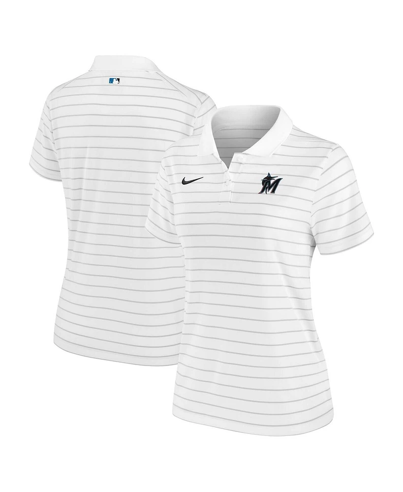 Nike Women's White Miami Marlins Authentic Collection Victory Performance Polo Shirt