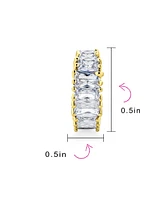 Bling Jewelry Cz Emerald Cut Milgrain Edge Cubic Zirconia Mini Hoop Huggie Earrings Yellow Gold Plated 0.5 Inch Diameter