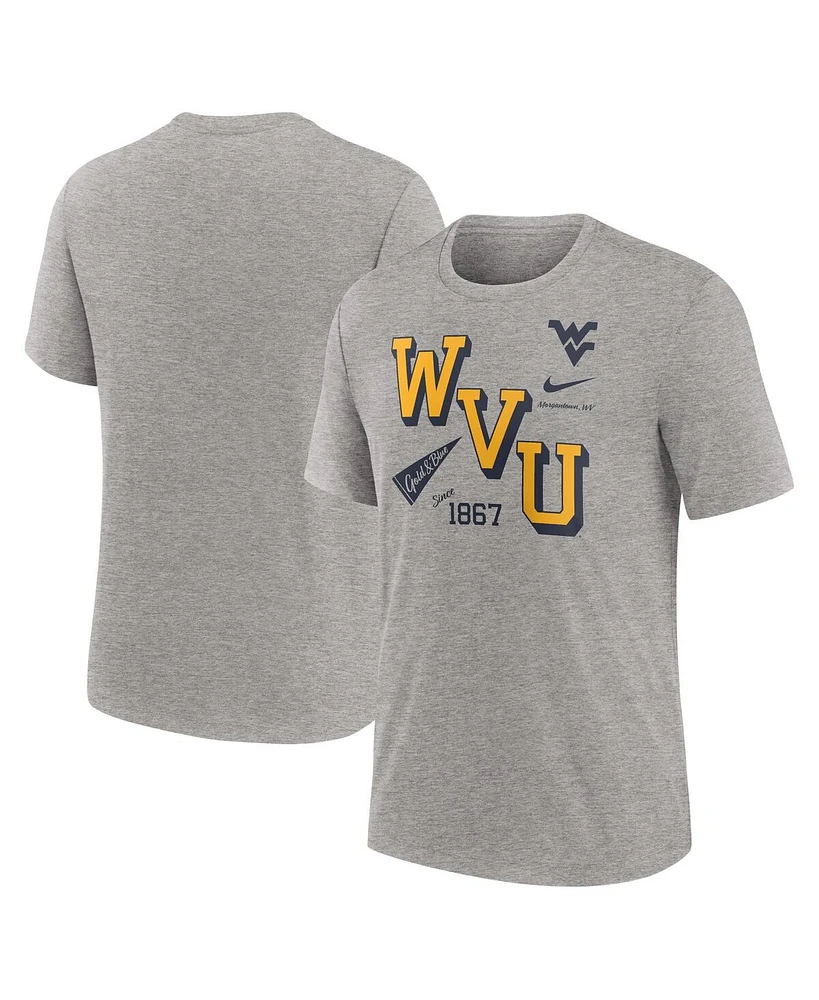 Nike Men's Heather Gray West Virginia Mountaineers Blitz Roll Call Tri-Blend T-Shirt