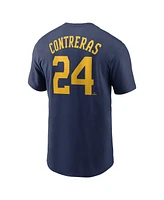 Nike Men's William Contreras Navy Milwaukee Brewers Fuse Name Number T-Shirt
