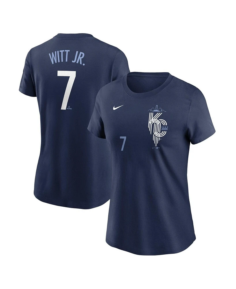 Nike Women's Bobby Witt Jr. Navy Kansas City Royals Connect Fuse Name Number T-Shirt