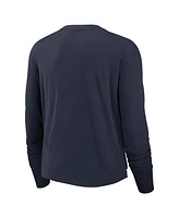 Nike Women's Navy Chicago Bears Layered Logo Cropped Long Sleeve Fashion T-Shirt