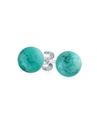 Bling Jewelry Simple Dyed Natural Red Coral Ball Round Stud Earrings Sterling Silver 10MM