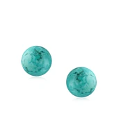 Bling Jewelry Simple Dyed Natural Red Coral Ball Round Stud Earrings Sterling Silver 10MM