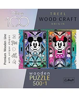 Trefl Wood Craft 500 +1 Piece Wooden Puzzle - Disney's Mickey & Minnie Mouse