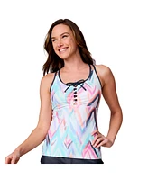 Free Country Women's Lace-Up Racerback Tankini Top