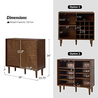 Alfred 34" Tall 3-Door Accent Cabinet with Adjustable Shelves