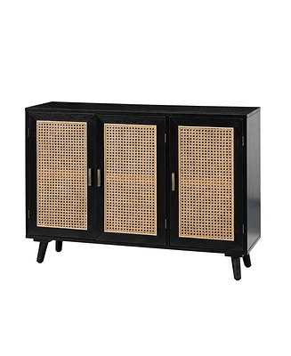 Mid-century Modern Pidcock Contemporary Door Accent Cabinet with Rattan