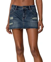 Edikted Women's Hunter Distressed Denim Mini Skirt