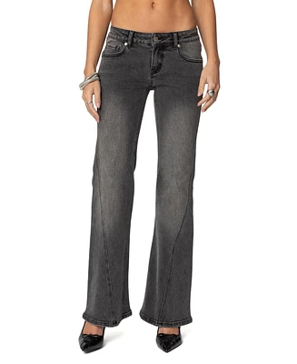 Edikted Women's Colton Boot Cut Low Rise Jeans