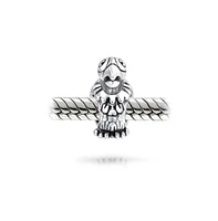 Bling Jewelry Polly Tropical Bird Parrot Charm Bead Oxidized .925 Sterling Silver