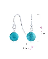 Bling Jewelry Simple Basic Round 8MM Bead Ball Drop Dangle Earrings Secure French Fish Hook Wire .925 Sterling Silver