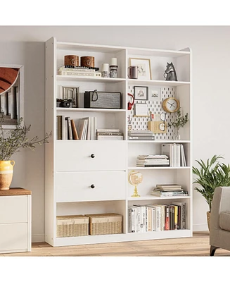 Bookshelf and Bookcase with Pegboard and Deep Drawer