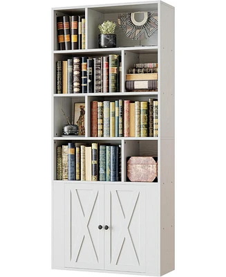 Bookcase with Doors, Tall Bookshelf with Storage, Bookshelves