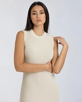 Pietro Brunelli Milano Women's Sleeveless Fitted Ribbed Pattern Iris Dress
