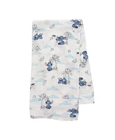 Lambs & Ivy Baby Disney Stitch Bamboo Muslin Swaddle Blanket & Plush Toy Gift Set