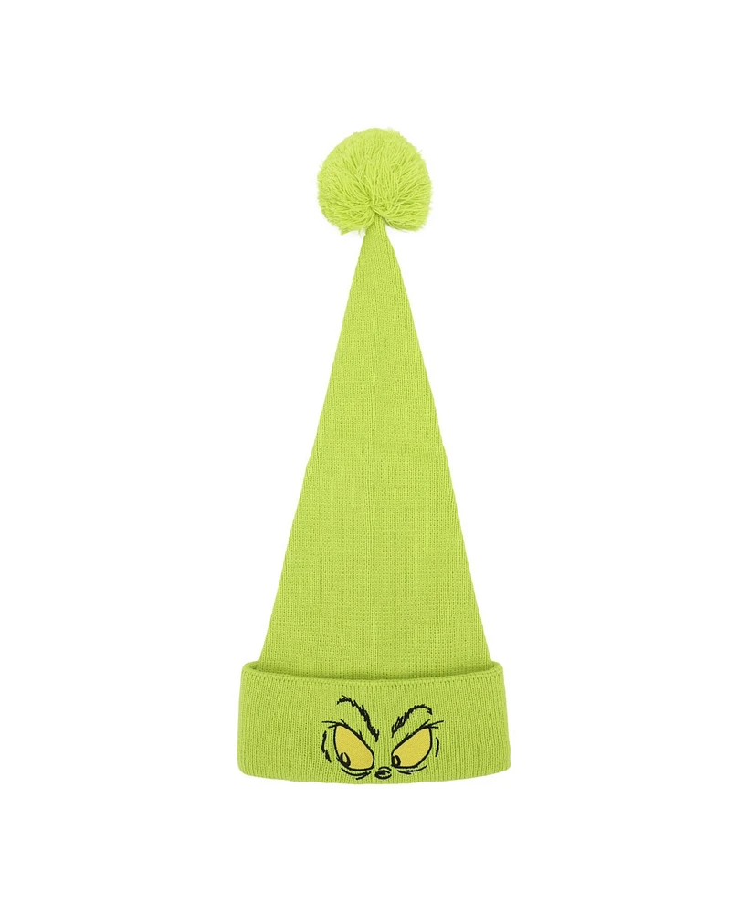 The Grinch Men's Eyes Green Knit Santa Cap