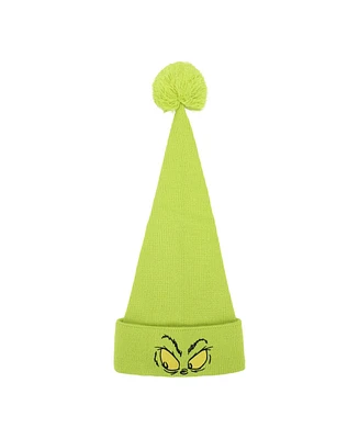 The Grinch Men's Eyes Green Knit Santa Cap