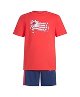 adidas Toddler & Little Boys Short-Sleeve Graphic T-Shirt Stripe Shorts, 2 Piece Set