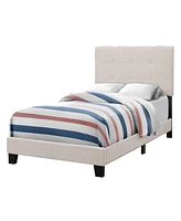 Stylish Tufted Linen Bed Frame with Nailhead Trim for Bedroom Decor