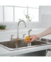 Two-Handle 4 Holes Standard Kitchen Sink Faucet With Side Sprayer Brushed Nickel
