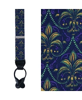 Trafalgar Men's The French Quarter Fleur-de-Lis Silk Novelty Button End Suspenders