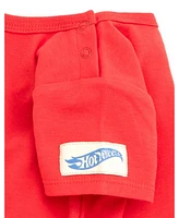 Hot Wheels Baby Boys French Terry Square Neck Short Overalls and T-Shirt Outfit Set