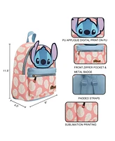 Disney Stitch Applique Character Head Pink Dress Pattern 10.6" Mini Backpack